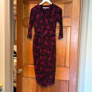 Rachel Roy Women’s Fuschia and Black Floral Dress Small
